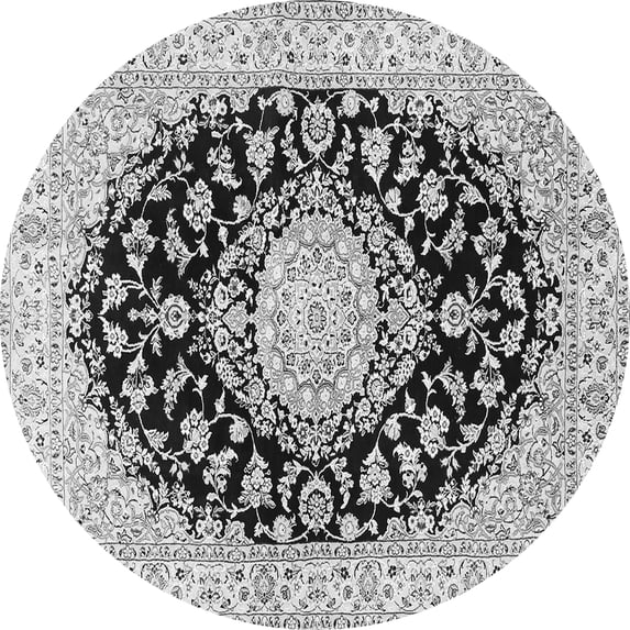Ahgly Company Indoor Round Medallion Gray Traditional Area Rugs, 7' Round