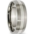 thumbnail image 4 of Titanium Brushed/Polished With Sterling Silver Inlay 7mm Grooved Band (Size 6) Made In China tb138-6, 4 of 5