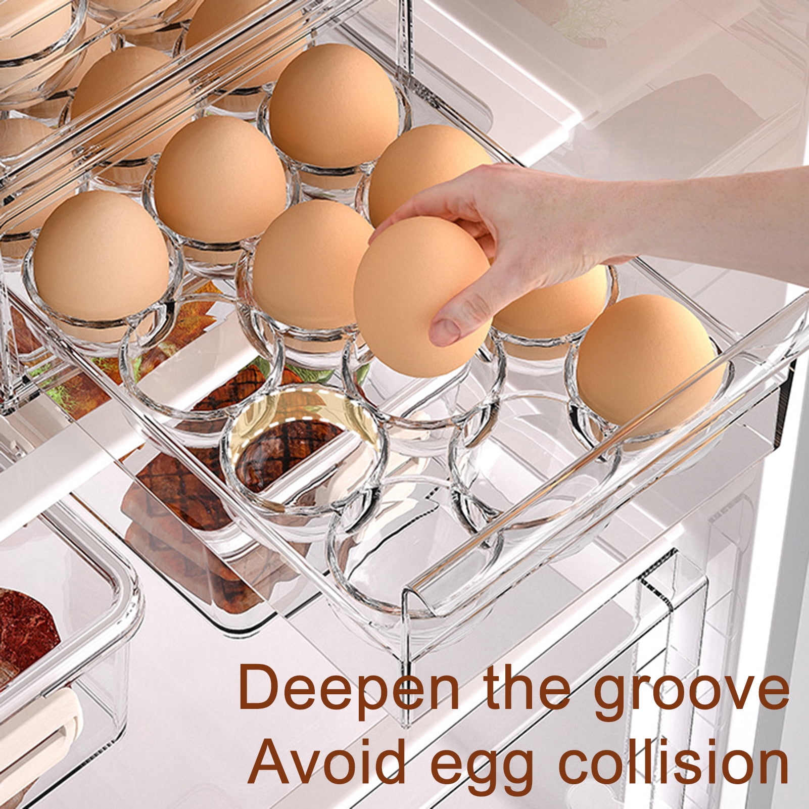 mdesiwst Egg Storage Box Large Capacity 36 Eggs Two-Tier Drawer Design Transparent Refrigerator Egg Rack Organizer