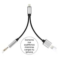 thumbnail image 3 of Adaptador Ele-gate WI142 para iPhone Lightning 3.5 Auxiliar Audífonos y Carga Gris, 3 of 4