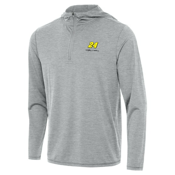 Men's Antigua  Heather Gray Jeff Gordon Tidy Quarter-Zip Hoodie