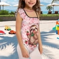thumbnail image 3 of Uorisanigo Kids One Piece Bathing Suits for Girls Size 9-10 Ruffle Shoulder Athletic Practice Suit with Adjustable Strap Quick Dry Outdoor Swimming Swimwear, Koala Strawberry, 3 of 7