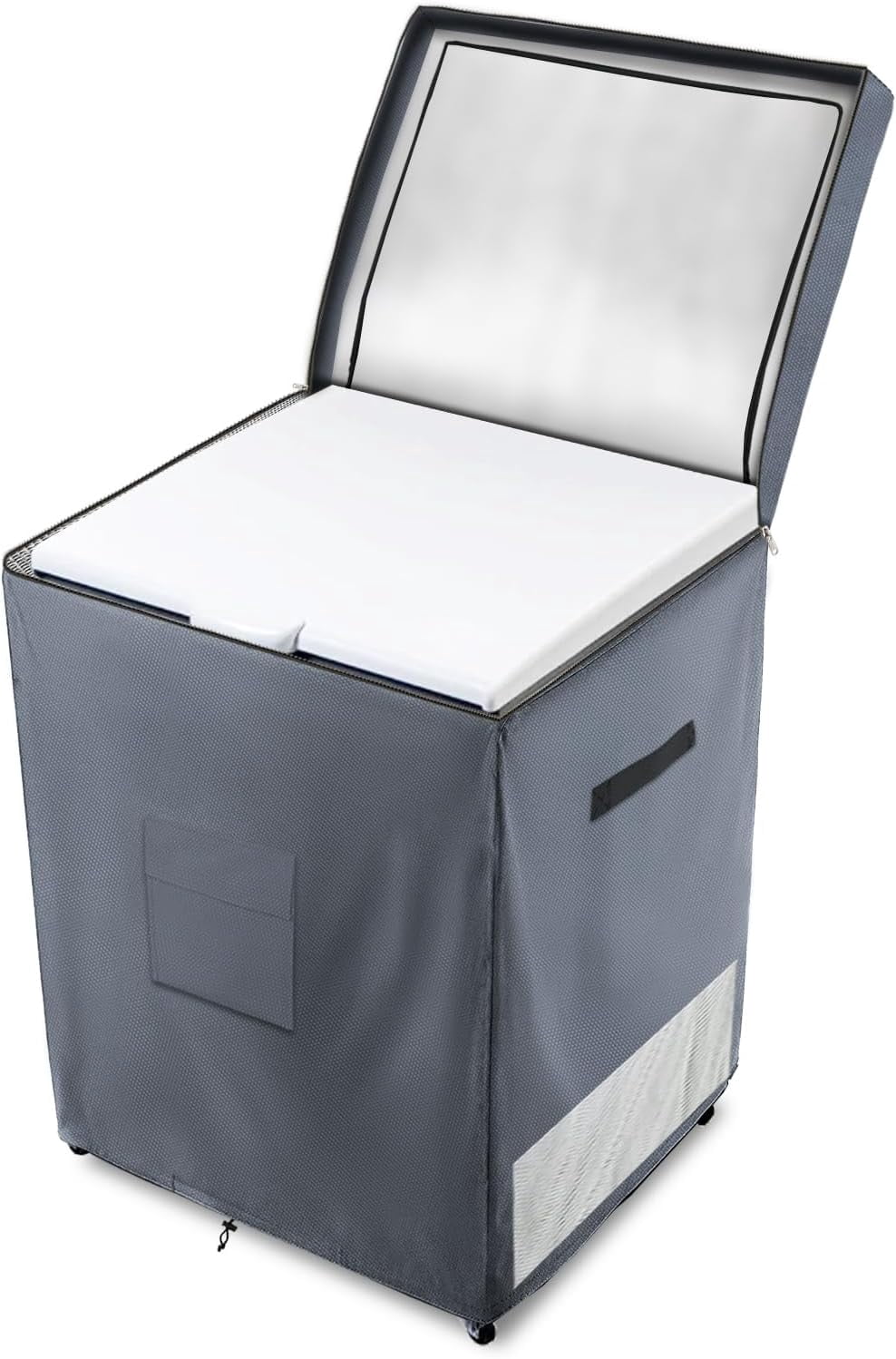Dalema Outdoor Deep Freezer Cover,Heavy Duty 600D 100% Waterproof Chest Freezer Cover,Freezer Covers for Outside 5.0 Cubic Chest Freezer,Top Can Be Opened by Zipper(25"W x 22"D x 33.5"H,Grey)