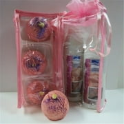Dead Sea Spa Care DeadSea-BBTRB02 3 Pack Raspberry Boom Bubble Bath Truffles, 2 Pack 8 oz Raspberry Hand & Body Massage Lotion