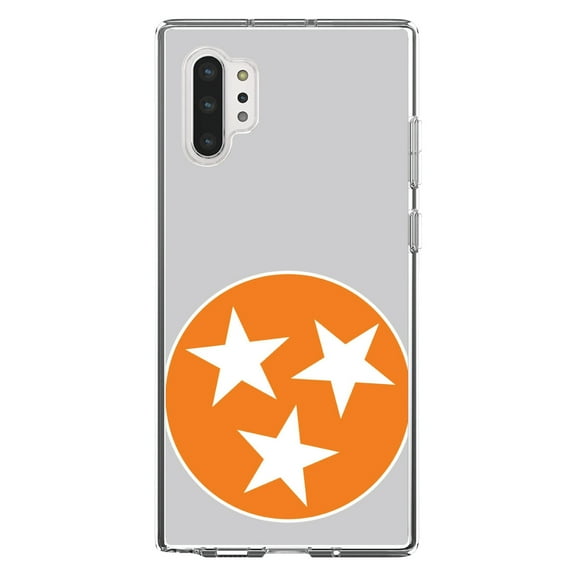 DistinctInk Clear Shockproof Hybrid Case for Galaxy Note 10 PLUS (6.8" Screen) - TPU Bumper, Acrylic Back, Tempered Glass Screen Protector - Grey Orange Tennessee Flag - US State Flag