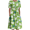 thumbnail image 2 of Dyegold Sun Dresses Women Summer Casual Short Sleeve Tunic Shirt Midi Sundresses Daisy Print Plus Size Dress Round Neck Graduation, 2 of 5