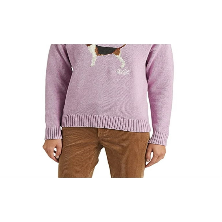 Ralph Lauren Women's Intarsia Knit Cotton Sweater Purple, L