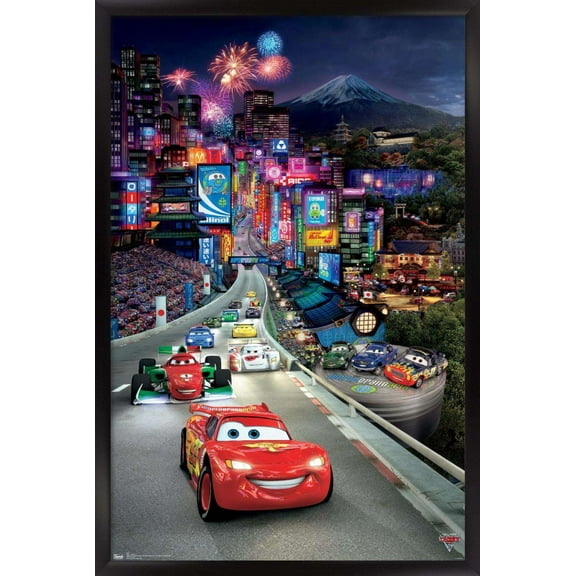 Disney Pixar Cars 2 - Triptych 1 Wall Poster, 14.725" x 22.375", Framed