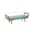 thumbnail image 4 of Ink+Ivy Boomerang Bedroom Bench - Solid Wood, Button Tufted Design, Mid-Century Modern Style Seating Accent Ottoman, Blue/Pecan, 4 of 5