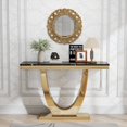 thumbnail image 3 of 47" Modern Faux Marble Console Table, Rectangular Top & Double U-Shaped Stainless Steel Base, Narrow Entryway Table for Entrance, Hallway, Foyer, or Living Room, 3 of 7