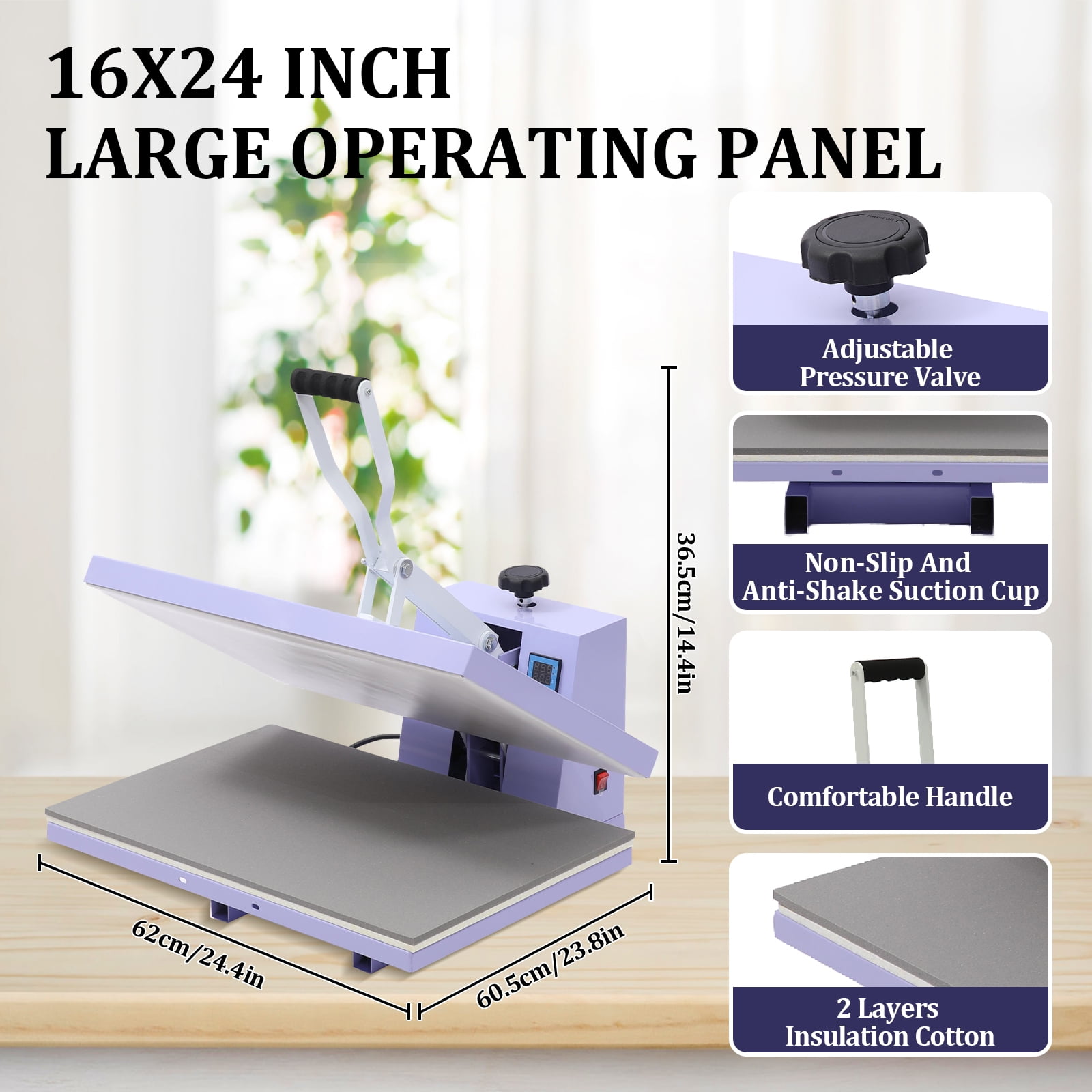 Kojooin Heat Press Machine,Large Operating Panel T-Shirts Heat Press, Fast Heating,High Pressure Heat Press Machine