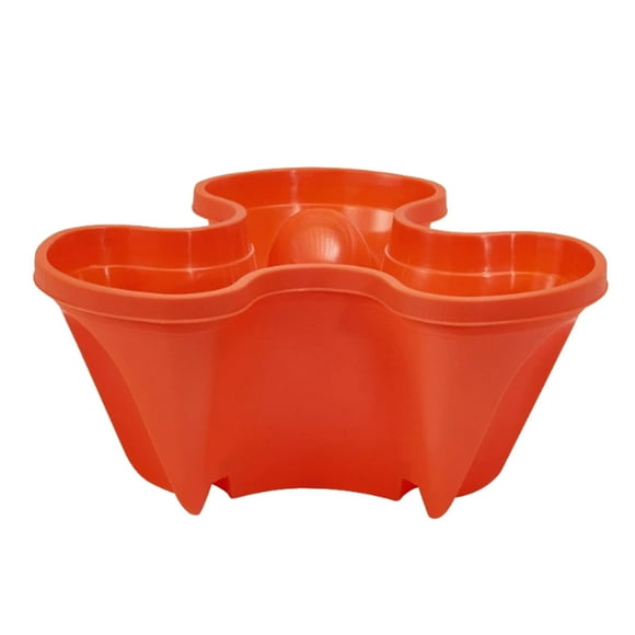 Stackable Strawberry Planter Pot with Three Petal Design, Plastic Vertical Gardening Basin for Growing Fruits Herbs Flowers, Space Saving Planting Container, Red