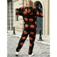 thumbnail image 3 of Defitshape Women's 2025 Onesies Pajamas Hooded Adult One Piece Sleepwear Halloween Fuzzy Fleece Cold Weather Furry Bottom Closed Ankle Jumpsuit Black Small, 3 of 5