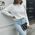 thumbnail image 5 of Fesfesfes Women Sweater Casual Solid Round Neck Long Sleeve Loose Sweater Fall Blouse Tops Under $10, 5 of 9