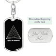 thumbnail image 2 of Sacred Geometry Trust The Universe Stainless Steel or 18k Gold Premium Swivel Dog Tag Keychain, 2 of 16