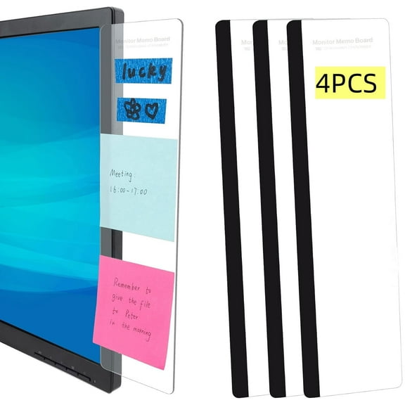 WLGJL Office Desk Accessories 4pcs Computer Monitor Memo Board Message Board Supplies for Women Men Sticky Note Holder Home Desktop Decor