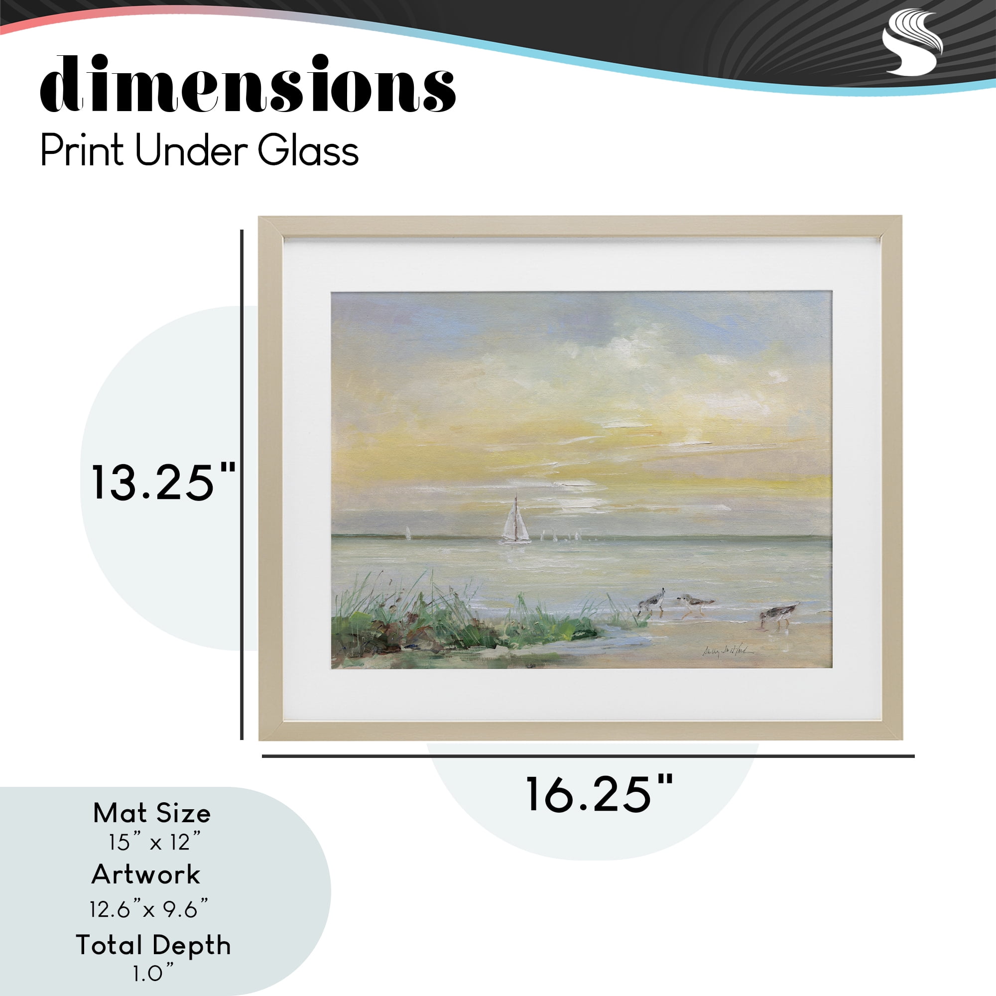 Stupell Industries Sailboats & Sanderlings Shore Birch Framed Print Under Glass, design by Sally Swatland