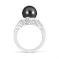 thumbnail image 2 of ANGARA Tahitian Cultured Pearl Solitaire Ring with Diamond in 925 Sterling Silver for Women | June Birthstone, Birthday, Anniversary, Jewelry Gift for Women | Pearl Ring, 2 of 9