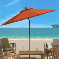 SAFAVIEH Cannes 9' Market Push Wooden Patio Umbrella, Orange