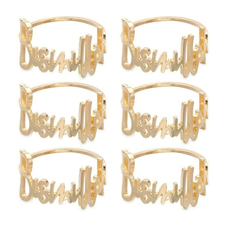 

6 Pcs Napkin Rings Letter Metal Napkin Ring Set Alphabet Napkin Buckles Holder Table Decor for Wedding Party Christmas Thanksgiving