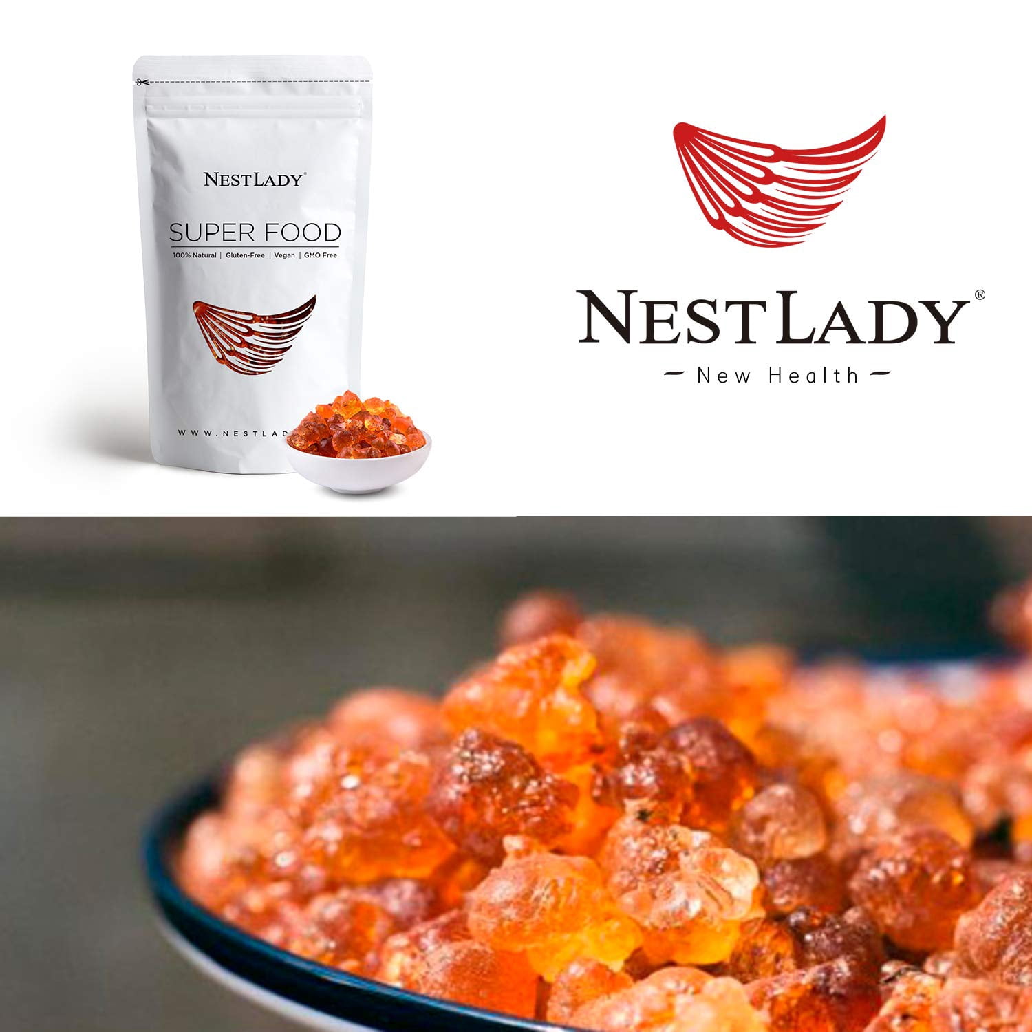 NESTLADY Natural Wild Peach Gum Edible Peach Blossom Tears Tao Jiao Peach resin food additives free 454g / 16oz