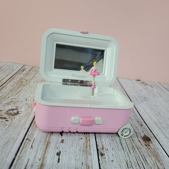 Soundo Pink Music Box Toys - Dancing Princess with Mirror, Plays Sweet Melodies When Opened, Perfect Gift for Little Girls