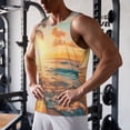 thumbnail image 5 of Lsque Tropical Sunset Beach Scene Pattern Mens Tank Tops Muscle Athletic Quick Dry Sleeveless Workout Fitness T Shirts Beach Tank Top, Loose-fit Sleeveless Shirt for Men-Medium, 5 of 7