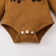 thumbnail image 4 of ZACPNCV Newborn Infant Baby Girl Clothes Long Sleeve Ruffle Romper Top Pants Set Toddler Baby Girl Outfits Headband Brown 6-9 Months, 4 of 9