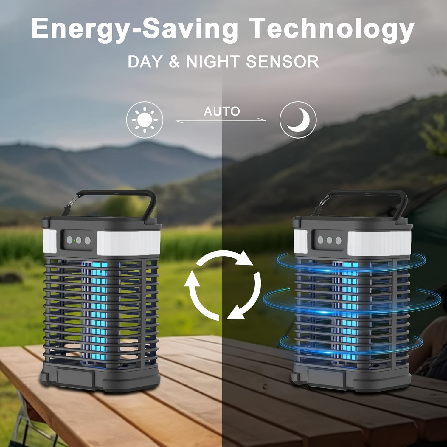 1Pc Solar Bug Zapper, 5-in-1 Multifunctional Portable Lantern, 3500mAh Battery with Light Sensor, Multiple Lighting Modes, Indoor Outdoor Mosquito Killer for Garden Yard Camping