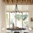 thumbnail image 6 of Kira Home Cambria 28" 5-Light French Country Farmhouse Chandelier, Light Cedar Wood Style + Black Finish, 6 of 7