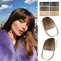 Clip in Bangs for Women 100% Human Hair Extensions Wispy Bangs Fringe with Hairpieces Air Bangs Flat Bangs Clip Curved Bangs for Daily Wear