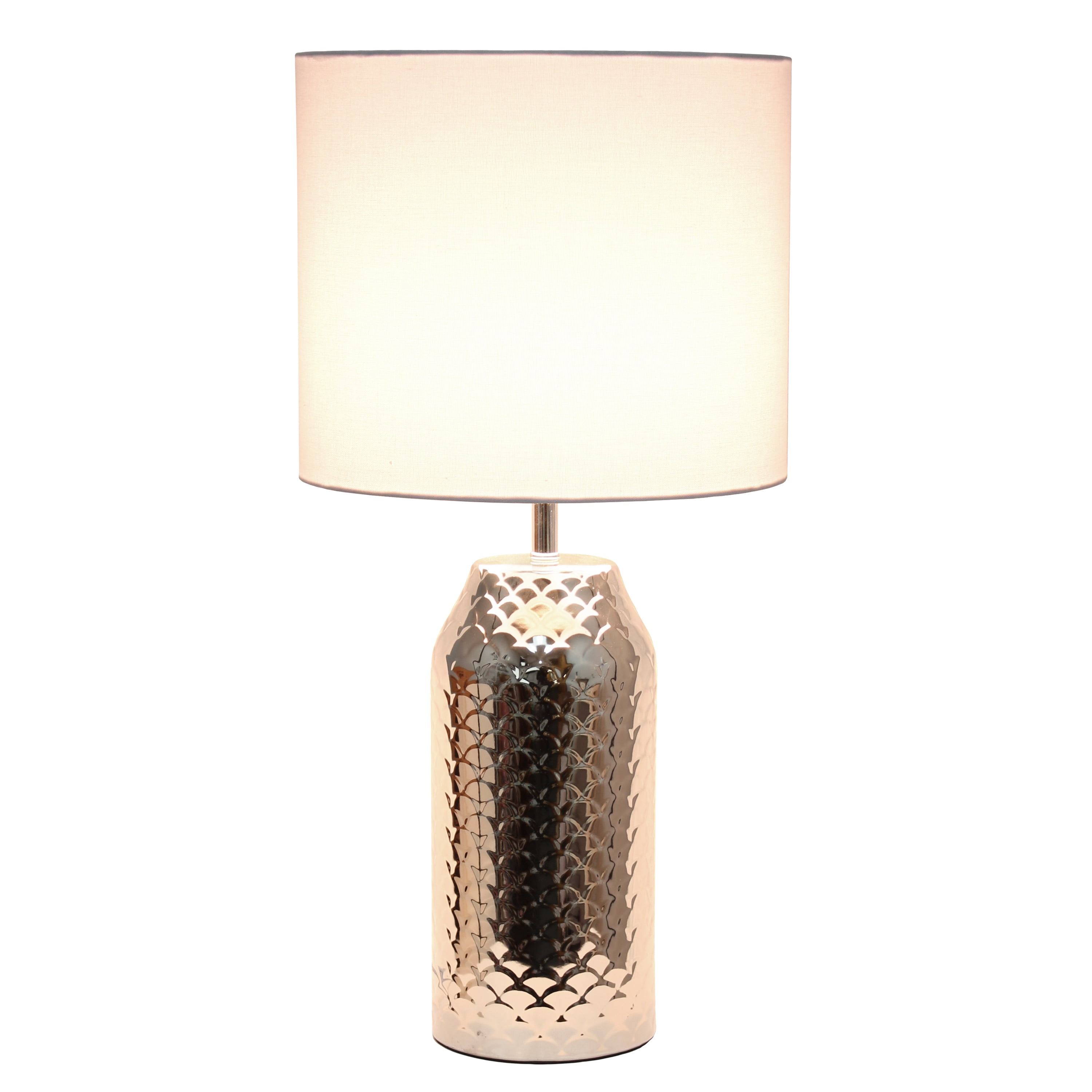 Simple Designs 23.75" Whimsical Wave Porcelain Mermaid Fishscale Table Lamp, Chrome with White Shade