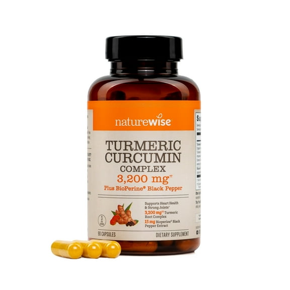 NatureWise Turmeric Curcumin Complex 3200 mg with BioPerine for Absorption - Turmeric Curcumin Supplement for Antioxidant Support - Non-GMO, Vegan, USA Manufactured - 90 Capsules[30-Day Supply]