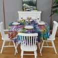 thumbnail image 2 of Colorful Tropical Leaf Pattern Round Tablecloth 60"x60",Wrinkle Wipeable Table Cloth for Kitchen Dining Room Picnic Patio Party, 2 of 6