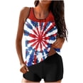 thumbnail image 4 of WREESH Modest Swimsuit Women's Two Piece Tankini Set High-Waisted Bottoms Patriotic Independence Day Print Design Red, 4 of 6