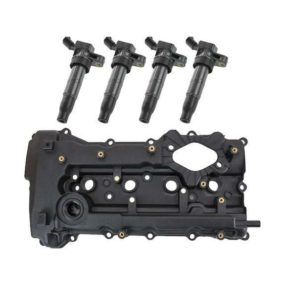 Ignition Coil and Valve Cover Kit 5 Piece - Compatible with 2013 - 2015 Hyundai Santa Fe Sport 2.4L 4-Cylinder 2014