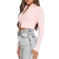 thumbnail image 3 of Yuemengxuan Women Casual Zipper Coat Long Sleeve Lapel Neck Knitting Elastic Short Tops, 3 of 8