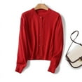 thumbnail image 2 of Printemps 2024 Cardigan Rouge pour Femmes Manches Longues Col Rond Bouton avant Manteau Pull Féminin, 2 of 5