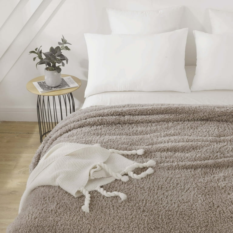 Mainstays Modern Taupe Polyester Sherpa Bed Blanket King