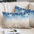 thumbnail image 2 of Blue Brown Ombre Coastal Throw Pillow Covers, Sea Nautical Summer Beach Starfish Coral Soft Breathable Pillow Cases with Invisible Zipper, Standard Pillowcases for Couch Bed Sofa Chair 20x26 Inches, 2 of 9