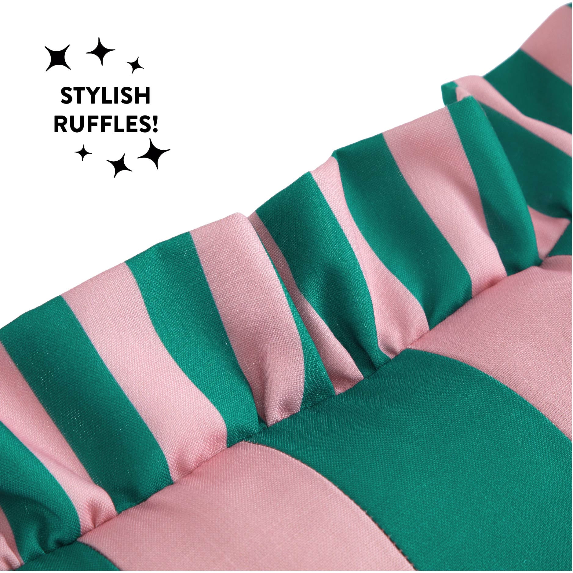 Mainstays 18" x 18" Pink and Green Ruffle Striped Pillow
