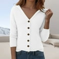 thumbnail image 2 of idosla Sweaters for Women Button Up Hoodie Cardigan Solid Color Ribbed Hooded Warm Outerwear Winter Jumpers Sweater (White, XL), 2 of 6