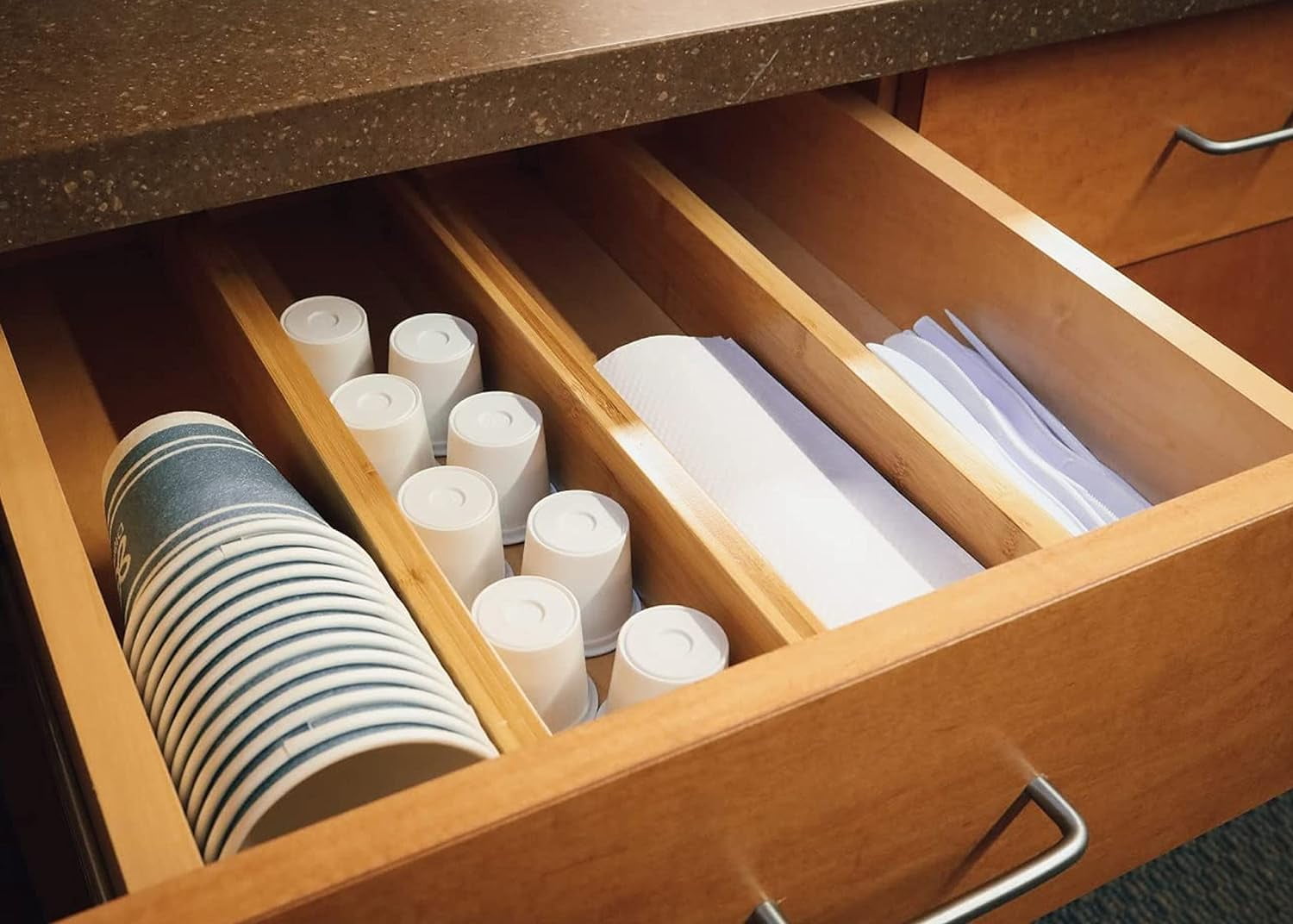 Large Drawer Organizer (18" - 22") Adjustable Bamboo Drawer Dividers Organizers, Expandable Drawer Separators for your Kitchen, Bedroom, Bathroom, Dresser, Office, and More (4 pieces)