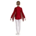 thumbnail image 2 of YiZYiF Kids Girls Sparkly Latin Dance Leotard Fringe Long Sleeve Jazz Bodysuit Ballroom Dancewear Burgundy 10, 2 of 7