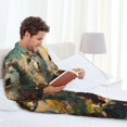 thumbnail image 6 of Naloa Forest Maple Leaf Husky Men’s Pajamas Set - Long Sleeve Button Down Sleep Shirt and Pajama Bottoms Sleepwear Set-Large, 6 of 7