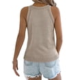 thumbnail image 2 of Deago Women's Summer Knit Halter Tank Tops Crochet Hollow Out Sleeveless Casual Racerback Cami Sweater Vest (Khaki, S), 2 of 9