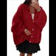 thumbnail image 2 of Cárdigan de Invierno con Botones para Mujer, Cuello Alto, Larga, Punto Grueso, Abrigo Rojo M, 2 of 9