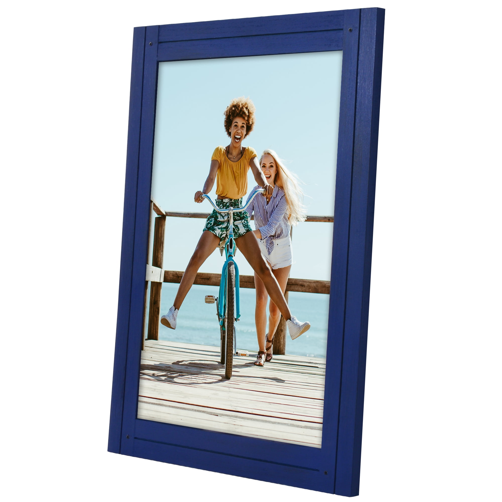 Americanflat 12x18 Poster Frame with Polished Plexiglass Hampton Collection Distressed Frames - Navy Blue
