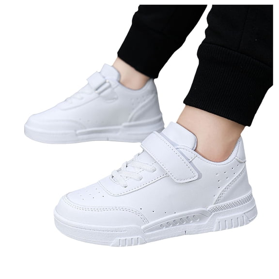 Girls Boys Skate Shoes Casual Antislip Tennis Shoes Kids Flat Sneakers Breathable Athletic Running Shoes White 4.5 Big Kid