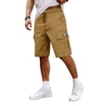 thumbnail image 2 of Nestiefly Cargo Shorts for Men Knee High Waisted Wide Leg Shorts Casual Relaxed Fit Workout Cropped Pants with Pockets Khaki 2XL, 2 of 4